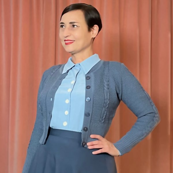 vintage-style-cable-crop-cardigan-french-blue_the-house-of-foxy-hazel's-boudoir