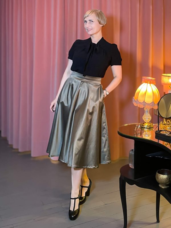 30s Beau Blouse Schleifenbluse (30er Jahre) - black – Bild 4