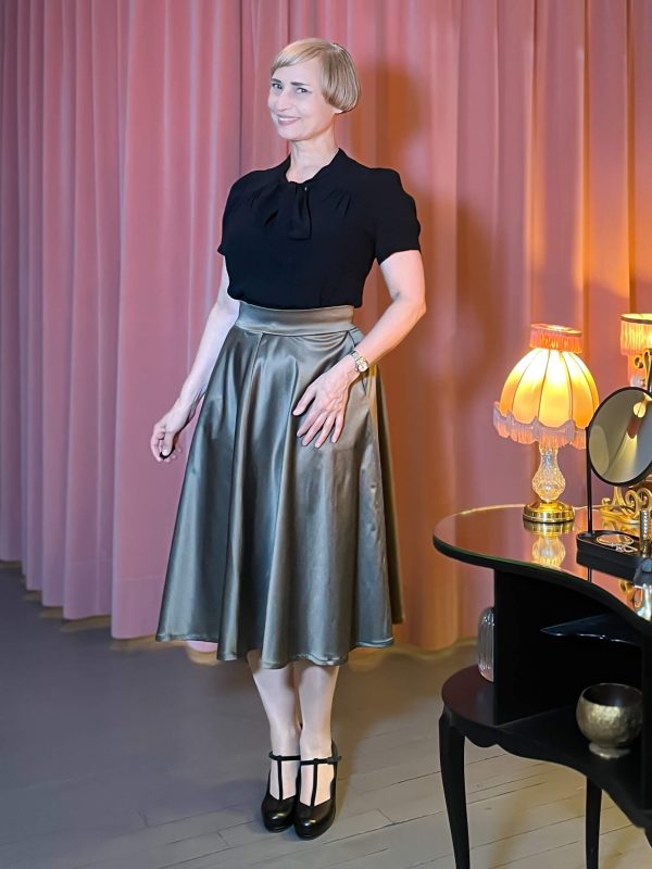 30s Beau Blouse Schleifenbluse (30er Jahre) - black – Bild 2