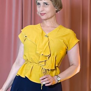 Rüschenbluse 30s Belle Blouse (30er Jahre) - mustard