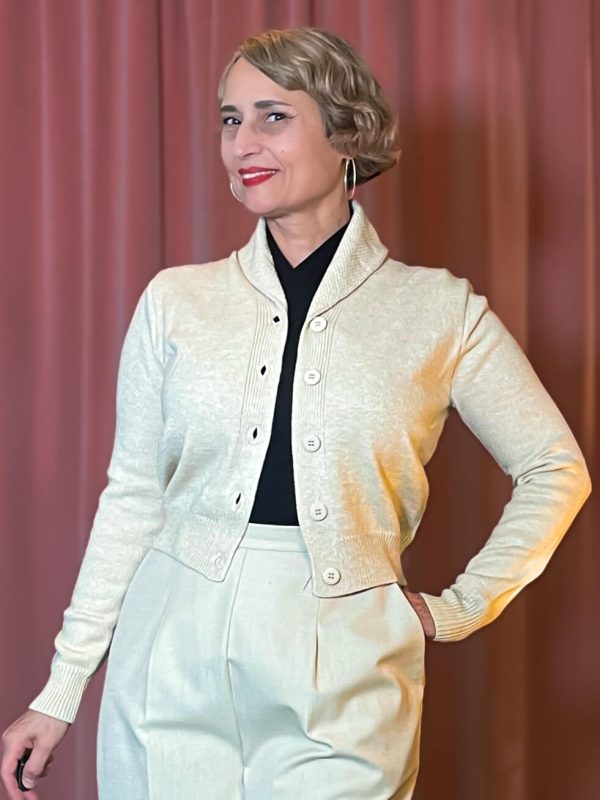 Strickjacke Violet (40er-50er Jahre) - weiss