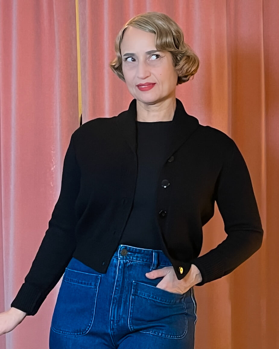 Strickjacke Violet (40er-50er Jahre) - black