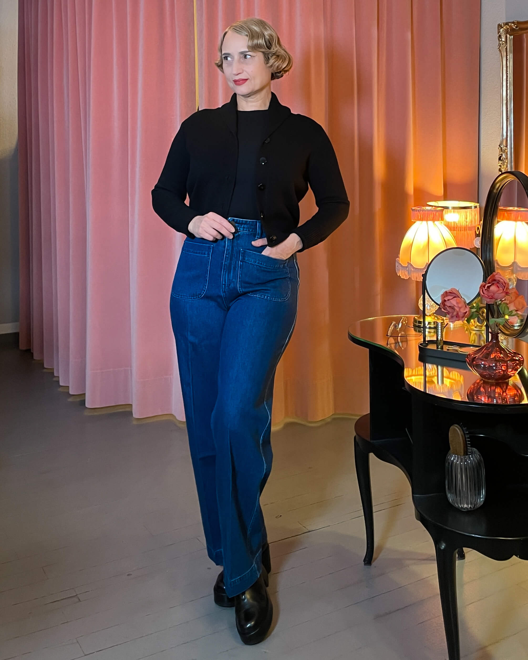 Strickjacke Violet (40er-50er Jahre) - black – Bild 2