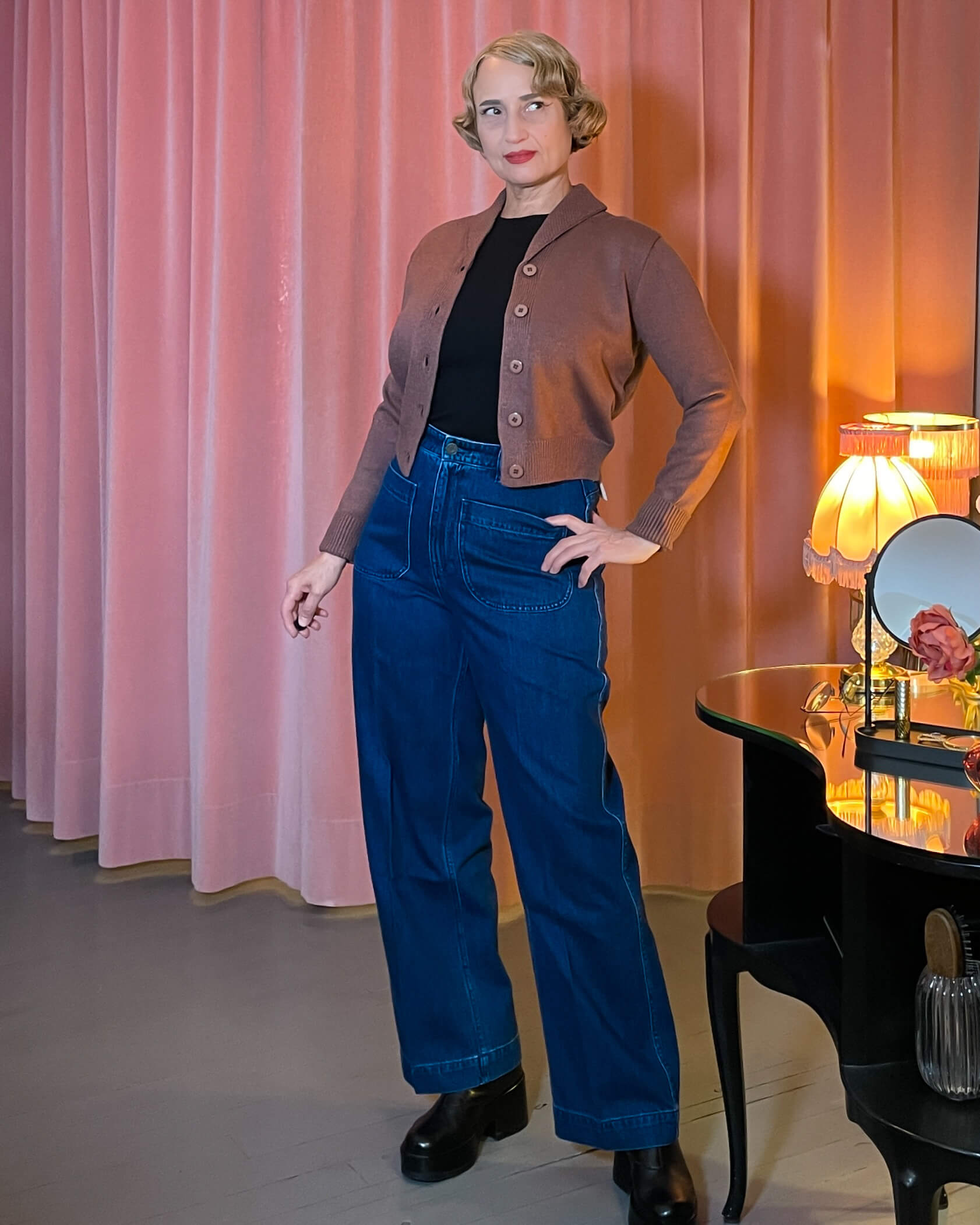 Strickjacke Violet (40er-50er Jahre) - brown – Bild 2