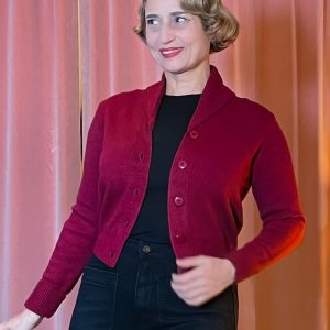 Strickjacke Violet (40er-50er Jahre) - bordeaux