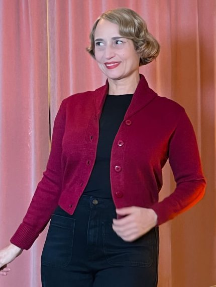 Strickjacke Violet (40er-50er Jahre) - bordeaux