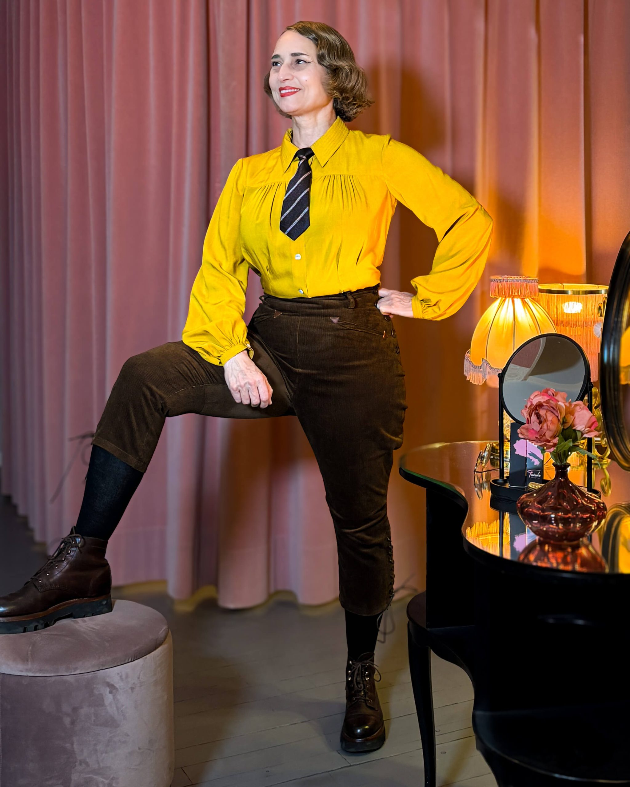 1940s Breeches Landgirl - Cord braun – Bild 3