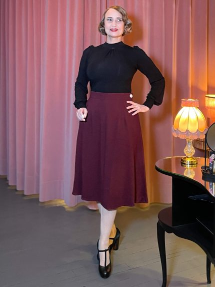 Classic 1940s A-Line Skirt - aubergine