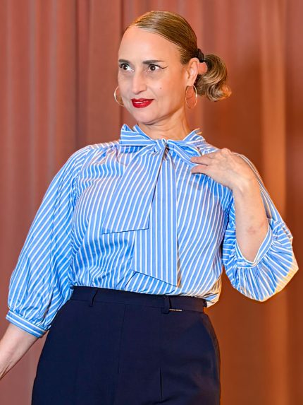 Emma Blouse (60er Jahre) - blau gestreift